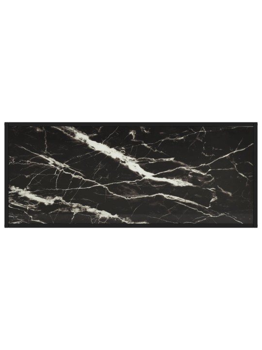 Kafijas galdiņš, 120x50x35 cm, melns marmora raksts, stikls