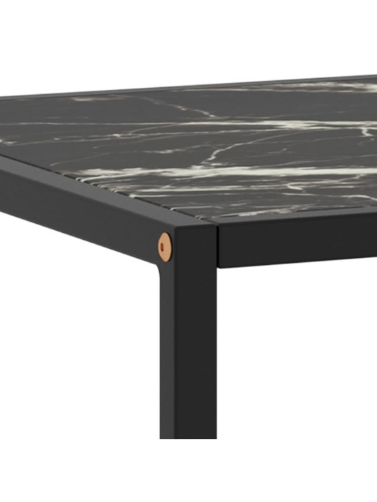 Kafijas galdiņš, 120x50x35 cm, melns marmora raksts, stikls