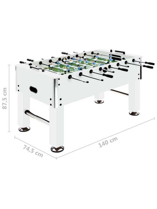 Galda futbols, 140x74,5x87,5 cm, 60 kg, tērauds, balts