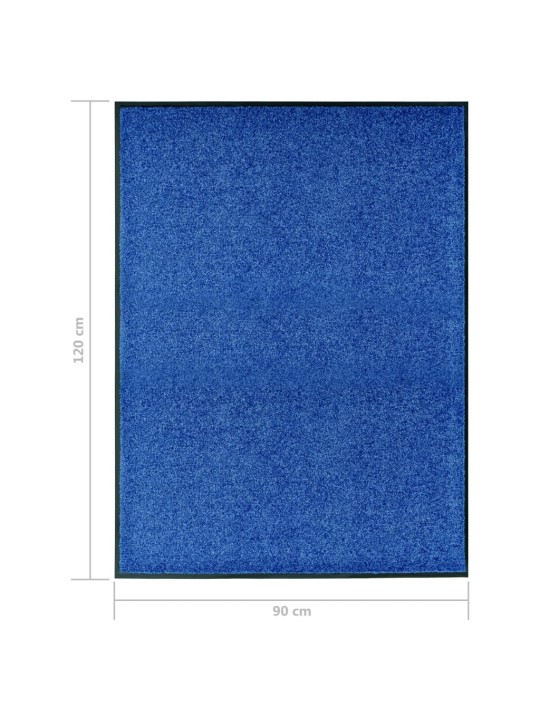 Durvju paklājs, mazgājams, zils, 90x120 cm