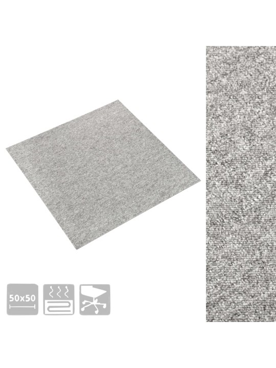 Paklājflīzes, 20 gab., 5 m², 50x50 cm, gaiši pelēkas