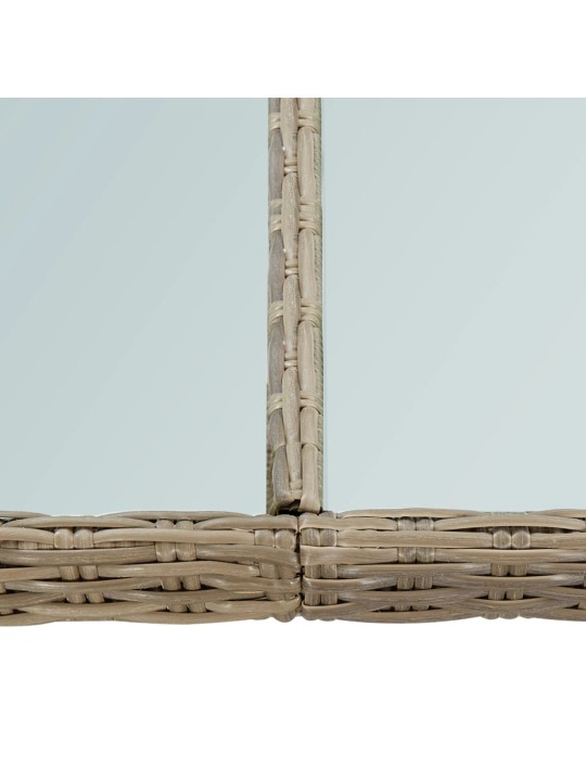 Dārza galds, 200x100x74 cm, brūns, stikls un pe rotangpalma