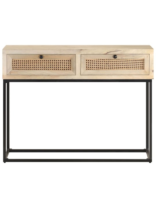 Konsoles galdiņš, 100x35x76cm, mango masīvkoks, dabīgas niedres