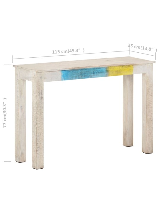 Konsoles galdiņš, balts, 115x35x77 cm, neapstrādāts mango koks