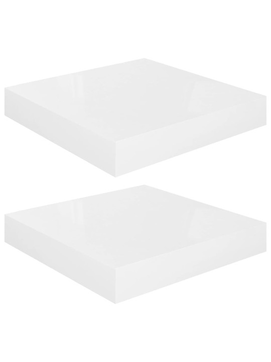 Sienas plaukti, 2 gab., spīdīgi balti, 23x23,5x3,8 cm, mdf