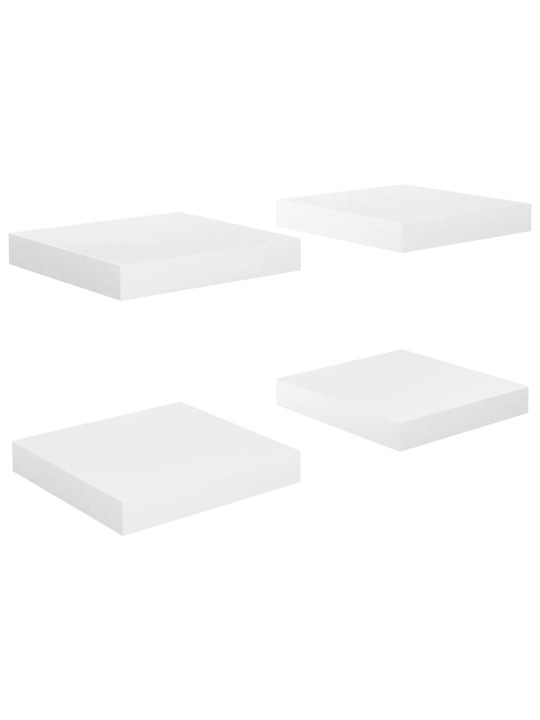 Sienas plaukti, 4 gab., spīdīgi balti, 23x23,5x3,8 cm, mdf