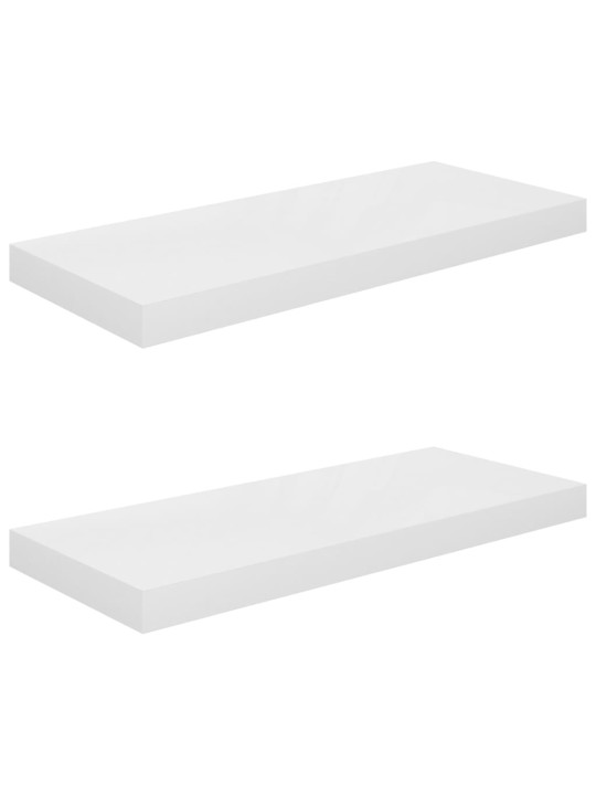 Sienas plaukti, 2 gab., spīdīgi balti, 60x23,5x3,8 cm, mdf
