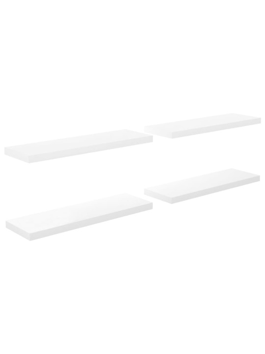 Sienas plaukti, 4 gab., spīdīgi balti, 80x23,5x3,8 cm, mdf