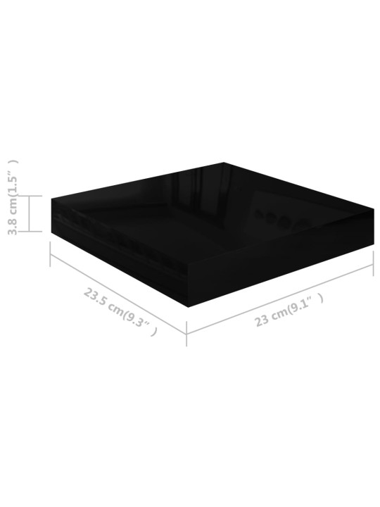 Sienas plaukts, spīdīgi melns, 23x23,5x3,8 cm, mdf