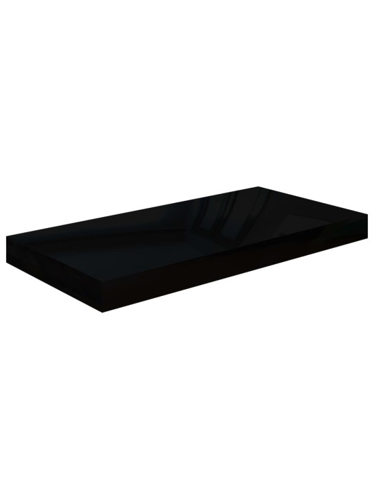 Sienas plaukti, 2 gab., spīdīgi melni, 50x23x3,8 cm, mdf