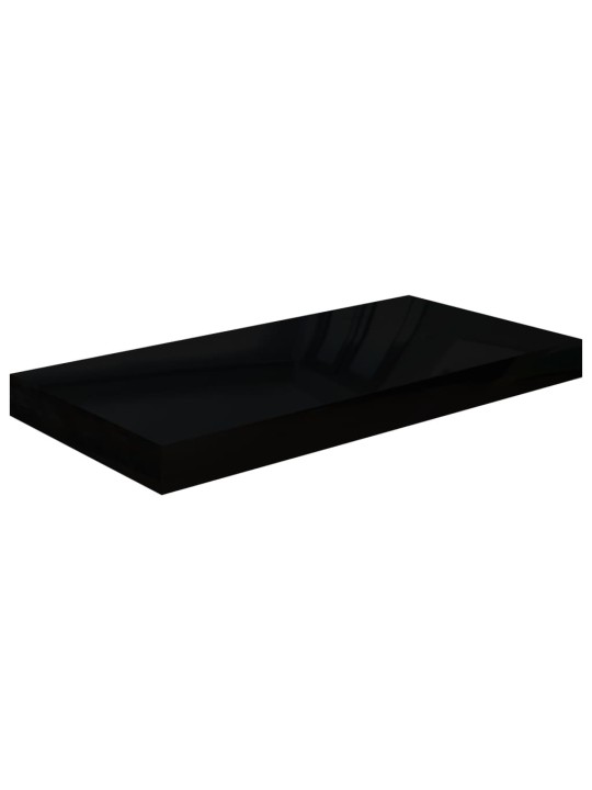 Sienas plaukti, 4 gab., spīdīgi melni, 50x23x3,8 cm, mdf