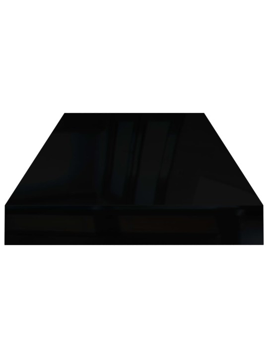 Sienas plaukti, 2 gab., spīdīgi melni, 60x23,5x3,8 cm, mdf