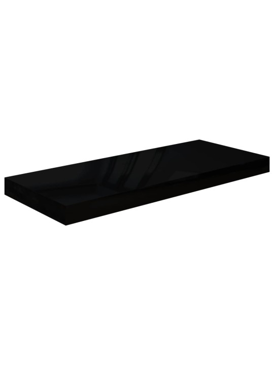 Sienas plaukti, 4 gab., spīdīgi melni, 60x23,5x3,8 cm, mdf