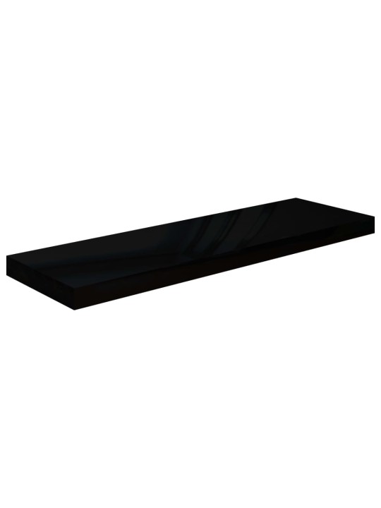 Sienas plaukti, 2 gab., spīdīgi melni, 80x23,5x3,8 cm, mdf
