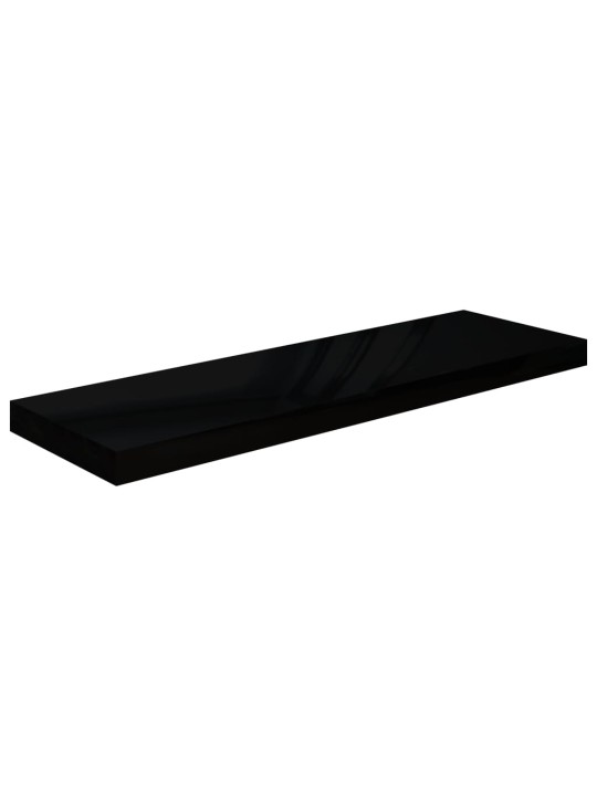 Sienas plaukti, 4 gab., spīdīgi melni, 80x23,5x3,8 cm, mdf