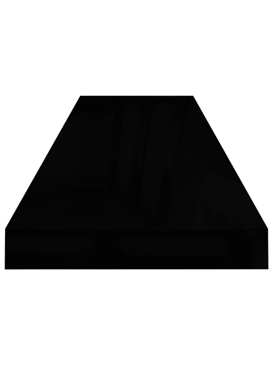 Sienas plaukti, 4 gab., spīdīgi melni, 90x23,5x3,8 cm, mdf