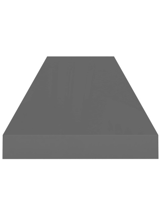 Sienas plaukti, 2 gab., spīdīgi pelēki, 90x23,5x3,8 cm, mdf