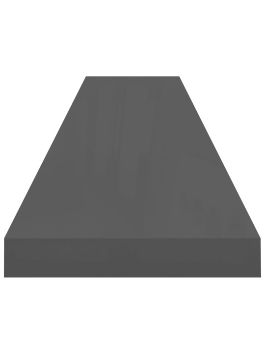 Sienas plaukti, 2 gab., spīdīgi pelēki, 120x23,5x3,8 cm, mdf