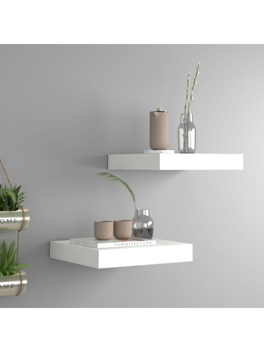 Sienas plaukti, 2 gab., balti, 23x23,5x3,8 cm, mdf