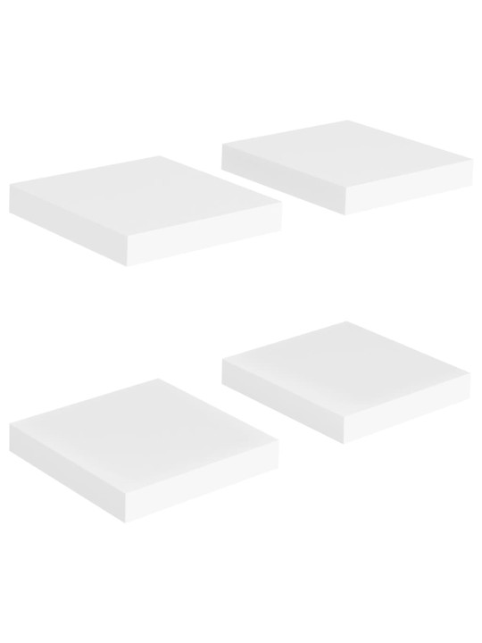 Sienas plaukti, 4 gab., balti, 23x23,5x3,8 cm, mdf