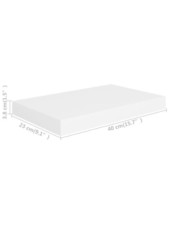 Sienas plaukti, 2 gab., balti, 40x23x3,8 cm, mdf
