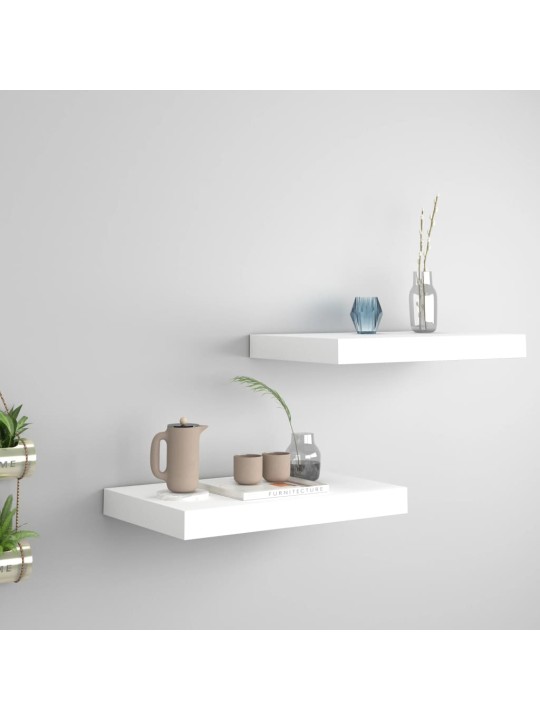 Sienas plaukti, 2 gab., balti, 40x23x3,8 cm, mdf