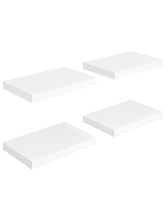 Sienas plaukti, 4 gab., balti, 40x23x3,8 cm, mdf