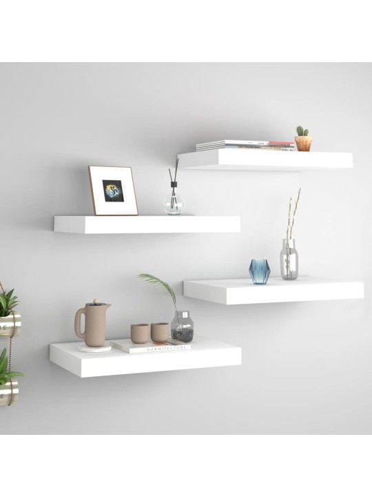 Sienas plaukti, 4 gab., balti, 40x23x3,8 cm, mdf