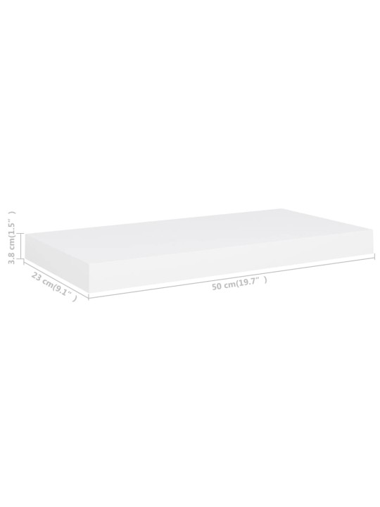 Sienas plaukti, 2 gab., balti, 50x23x3,8 cm, mdf