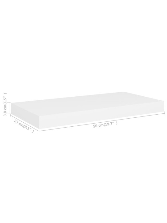 Sienas plaukti, 4 gab., balti, 50x23x3,8 cm, mdf