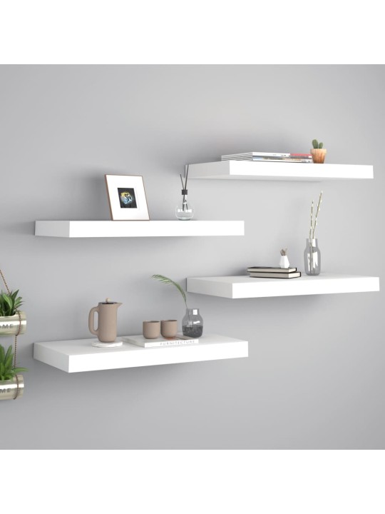 Sienas plaukti, 4 gab., balti, 50x23x3,8 cm, mdf