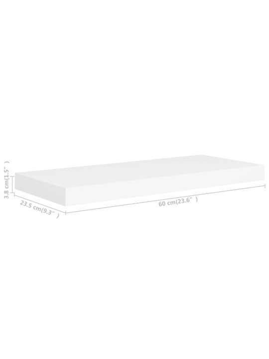 Sienas plaukti, 2 gab., balti, 60x23,5x3,8 cm, mdf