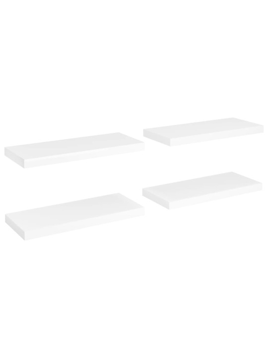 Sienas plaukti, 4 gab., balti, 60x23,5x3,8 cm, mdf