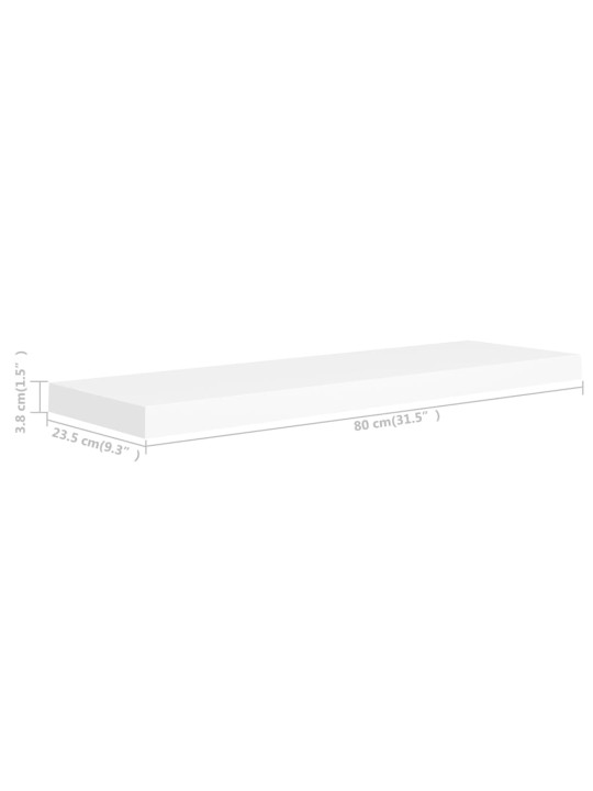 Sienas plaukti, 2 gab., balti, 80x23,5x3,8 cm, mdf