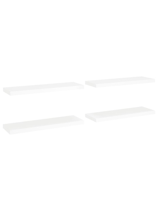 Sienas plaukti, 4 gab., balti, 80x23,5x3,8 cm, mdf