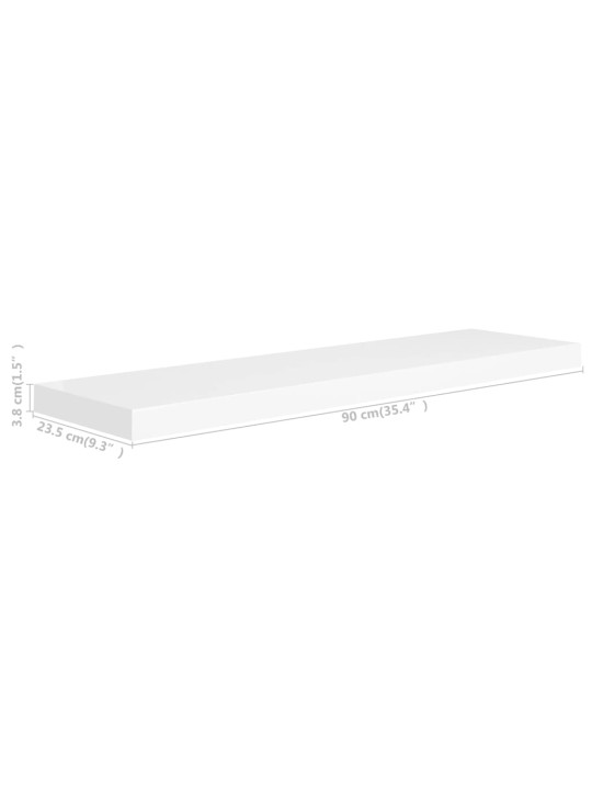 Sienas plaukti, 2 gab., balti, 90x23,5x3,8 cm, mdf