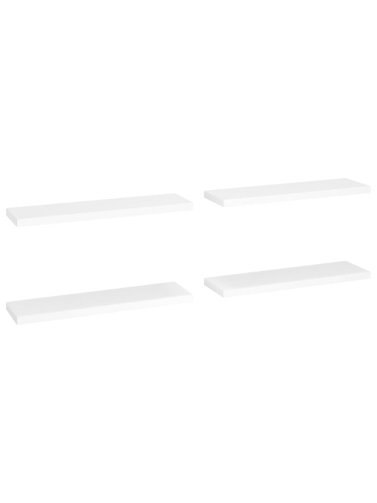 Sienas plaukti, 4 gab., balti, 90x23,5x3,8 cm, mdf