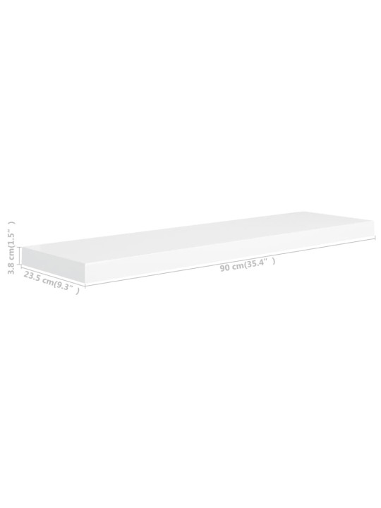 Sienas plaukti, 4 gab., balti, 90x23,5x3,8 cm, mdf