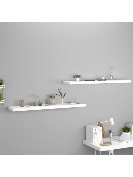 Sienas plaukti, 2 gab., balti, 120x23,5x3,8 cm, mdf