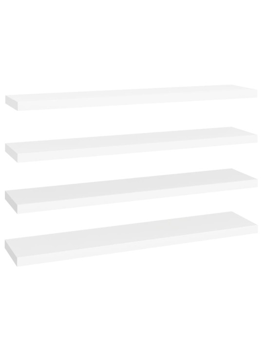 Sienas plaukti, 4 gab., balti, 120x23,5x3,8 cm, mdf