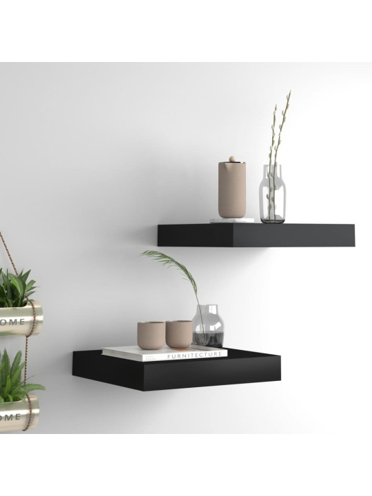 Sienas plaukti, 2 gab., melni, 23x23,5x3,8 cm, mdf