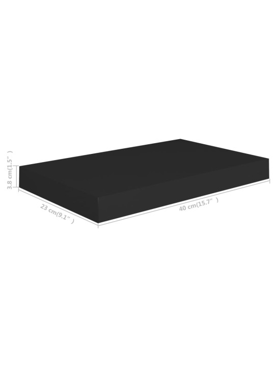 Sienas plaukts, melns, 40x23x3,8 cm, mdf