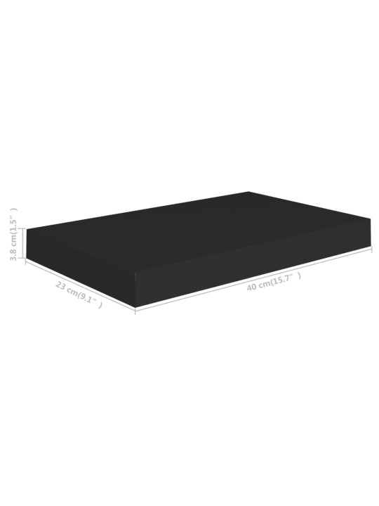 Sienas plaukti, 2 gab., melni, 40x23x3,8 cm, mdf