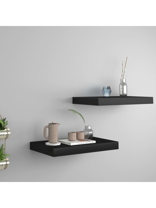 Sienas plaukti, 2 gab., melni, 40x23x3,8 cm, mdf