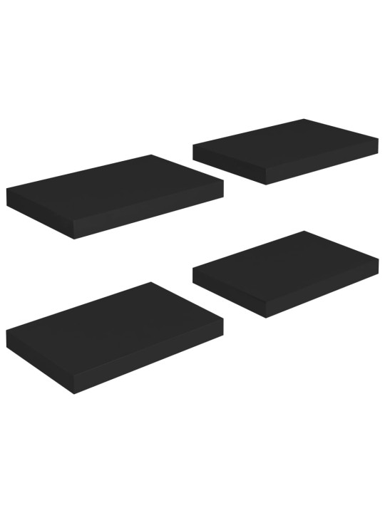 Sienas plaukti, 4 gab., melni, 40x23x3,8 cm, mdf