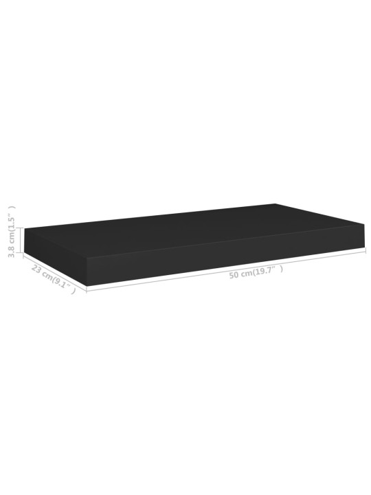 Sienas plaukts, melns, 50x23x3,8 cm, mdf