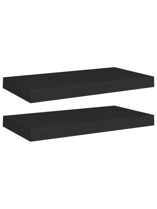 Sienas plaukti, 2 gab., melni, 50x23x3,8 cm, mdf