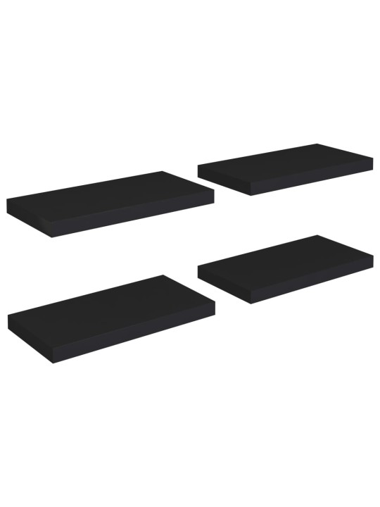 Sienas plaukti, 4 gab., melni, 50x23x3,8 cm, mdf