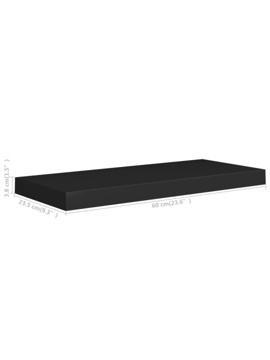 Sienas plaukts, melns, 60x23,5x3,8 cm, mdf