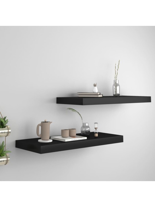 Sienas plaukti, 2 gab., melni, 60x23,5x3,8 cm, mdf